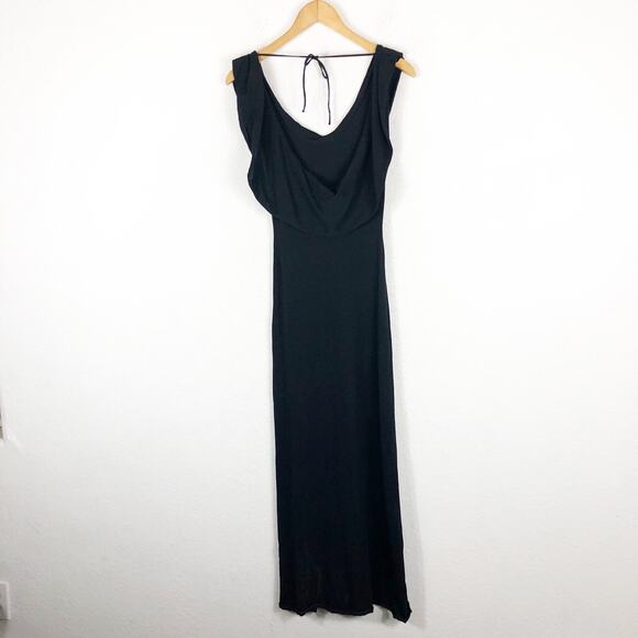 Zara Cowl Neck Black Knit Maxi Dress Small Low Back Resort Wear Minimalist - Picture 12 of 13